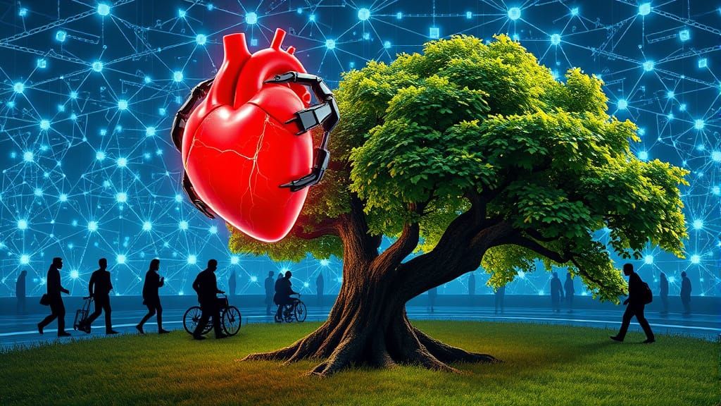 Digital Harmony: A Futuristic Celebration of Life and Techno...