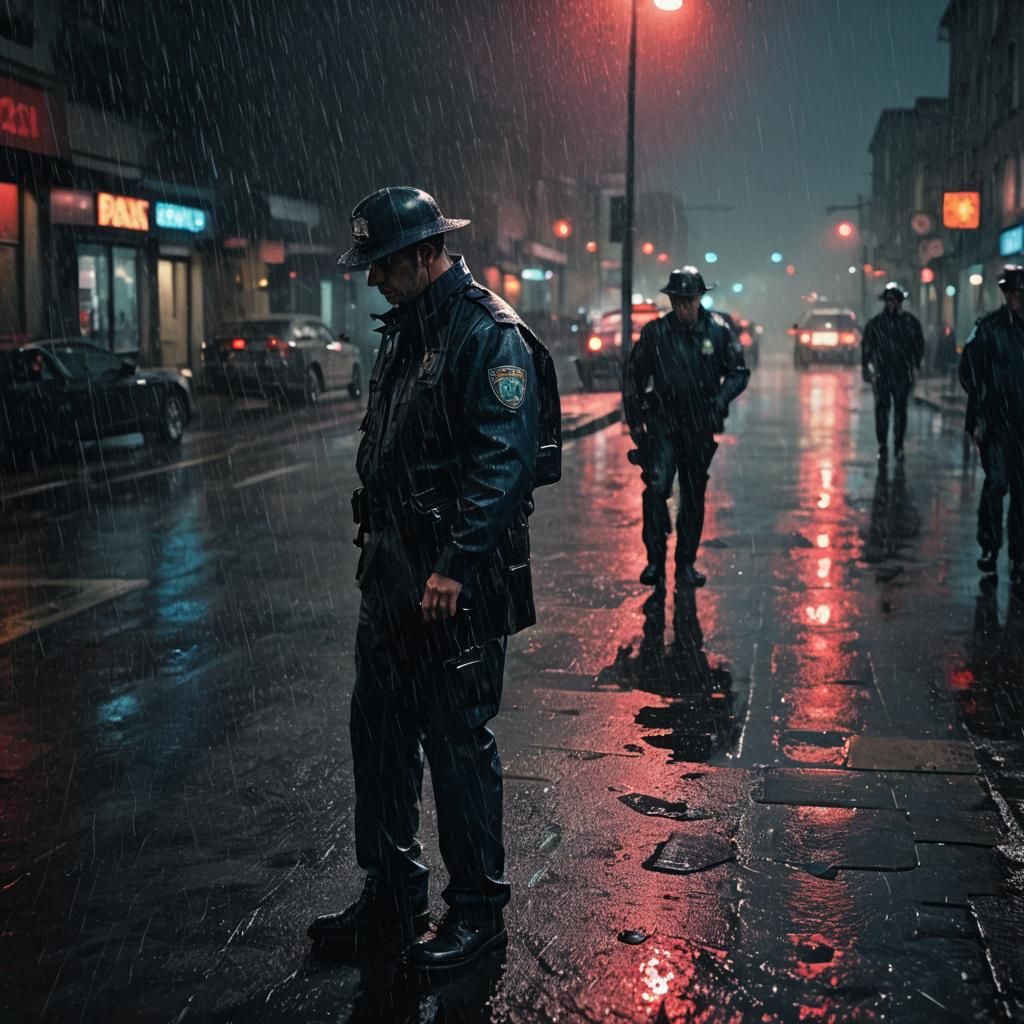 Noir Police Drama in Rain-Soaked Cityscape
