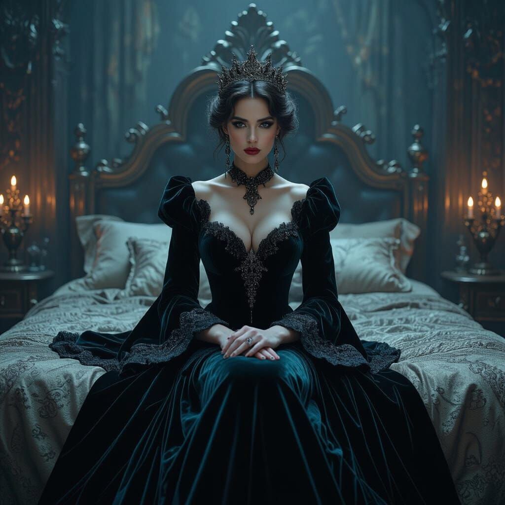 Regal Woman in Dark Mystical Eerie Ambiance