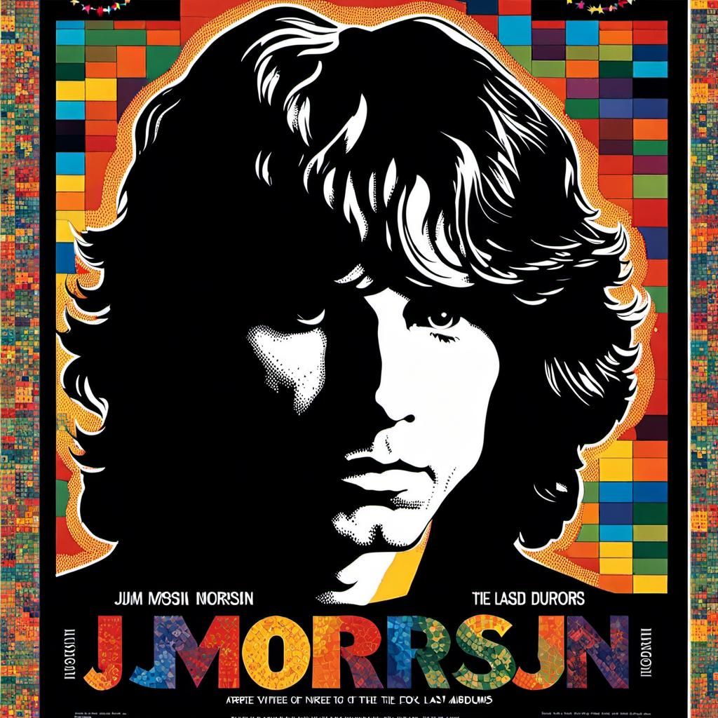 Jim Morrison Poster with Vintage Mosaic Design