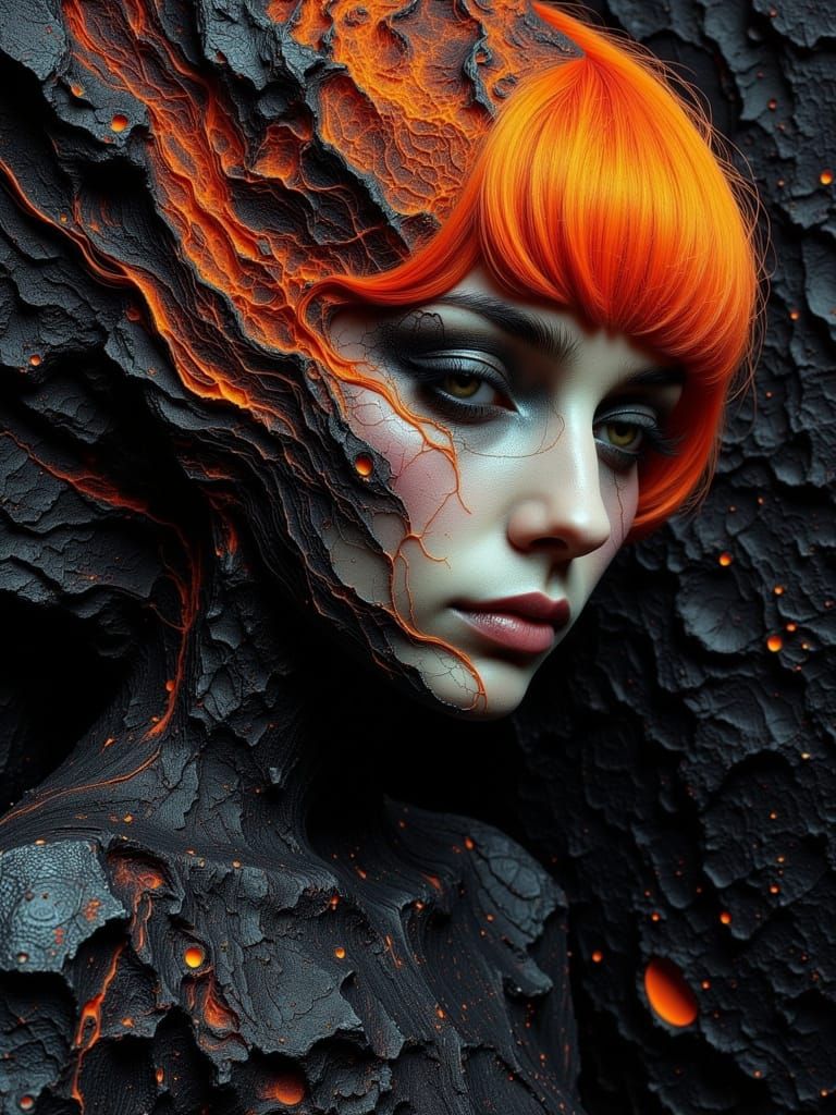 Surreal Gothic Portrait with Abstract Elements
