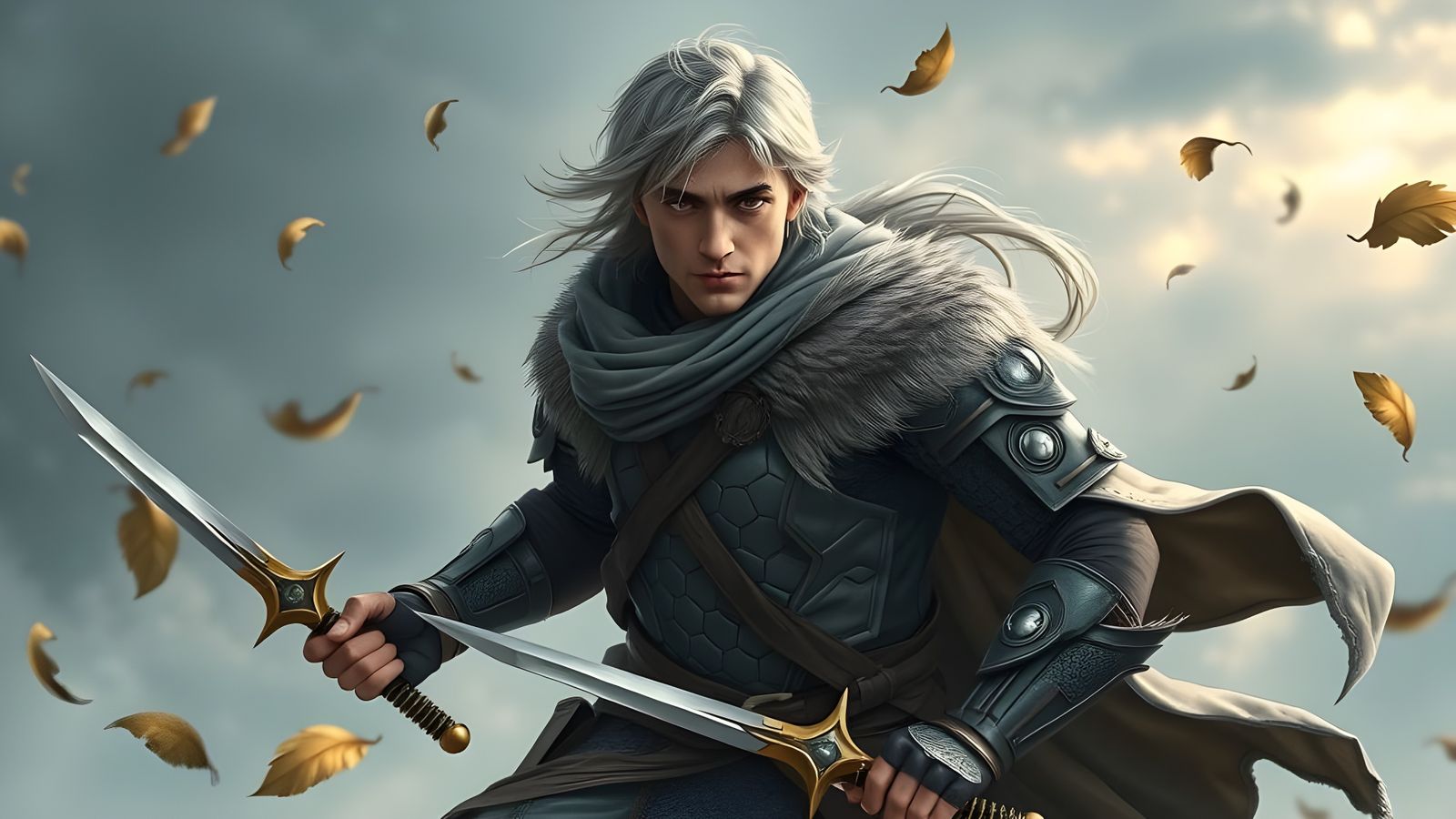 Agile Wind Hero with Daggers in Realistic Style