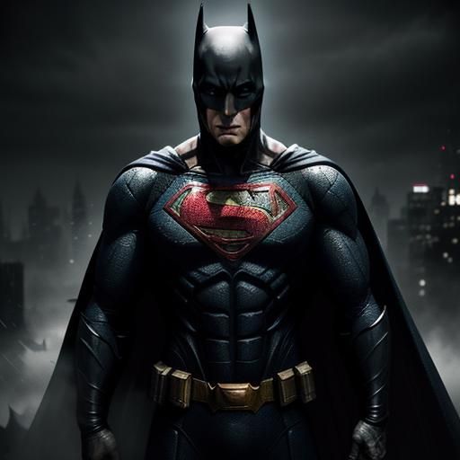 Hyperrealistic Batman and Superman in Cinematic Style