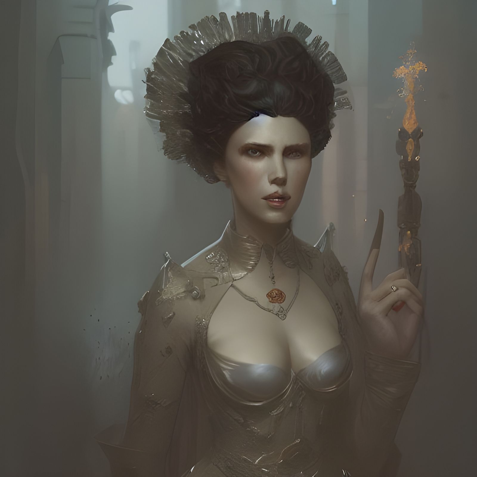 Detailed Matte Painting of Lady Dimitrescu in 8k