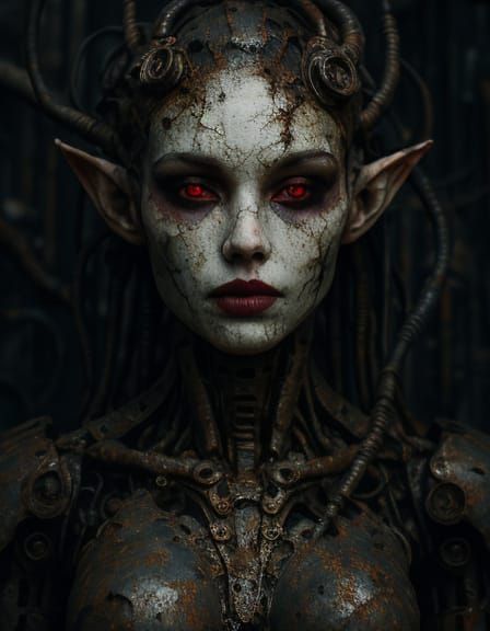 Cyborg Elf Portrait in Futuristic Photorealistic Style