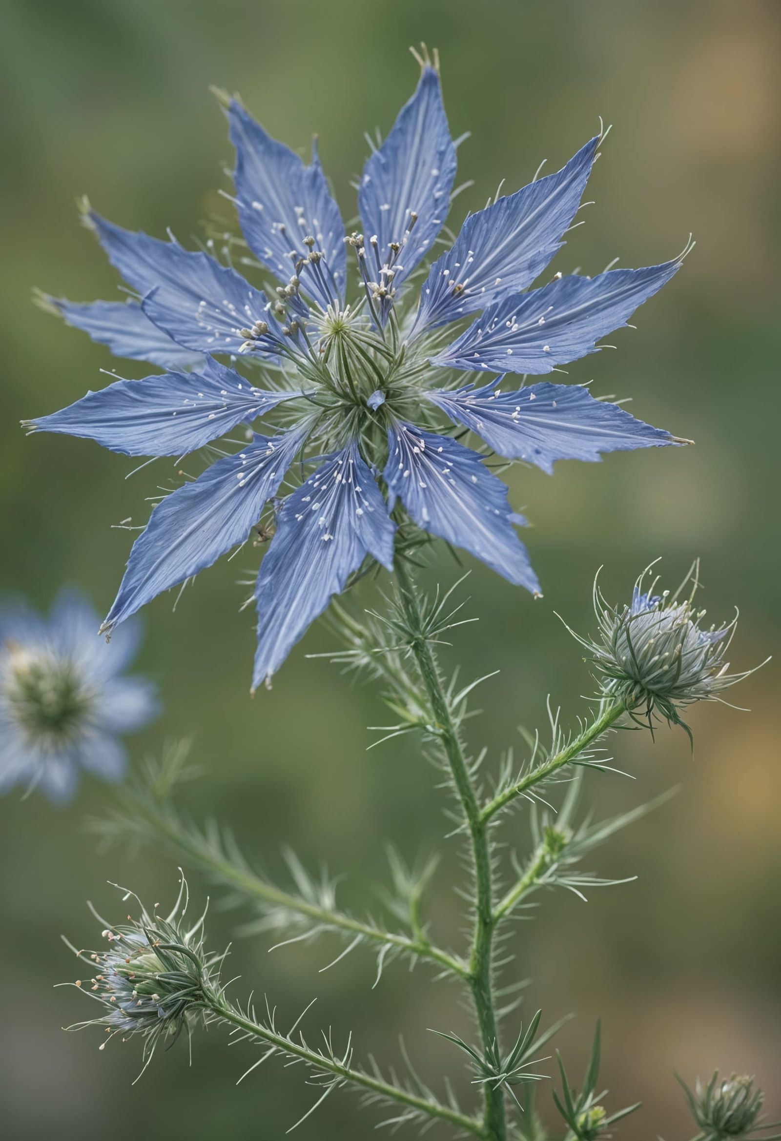 Love-in-a-Mist Flowers in Painterly Style
