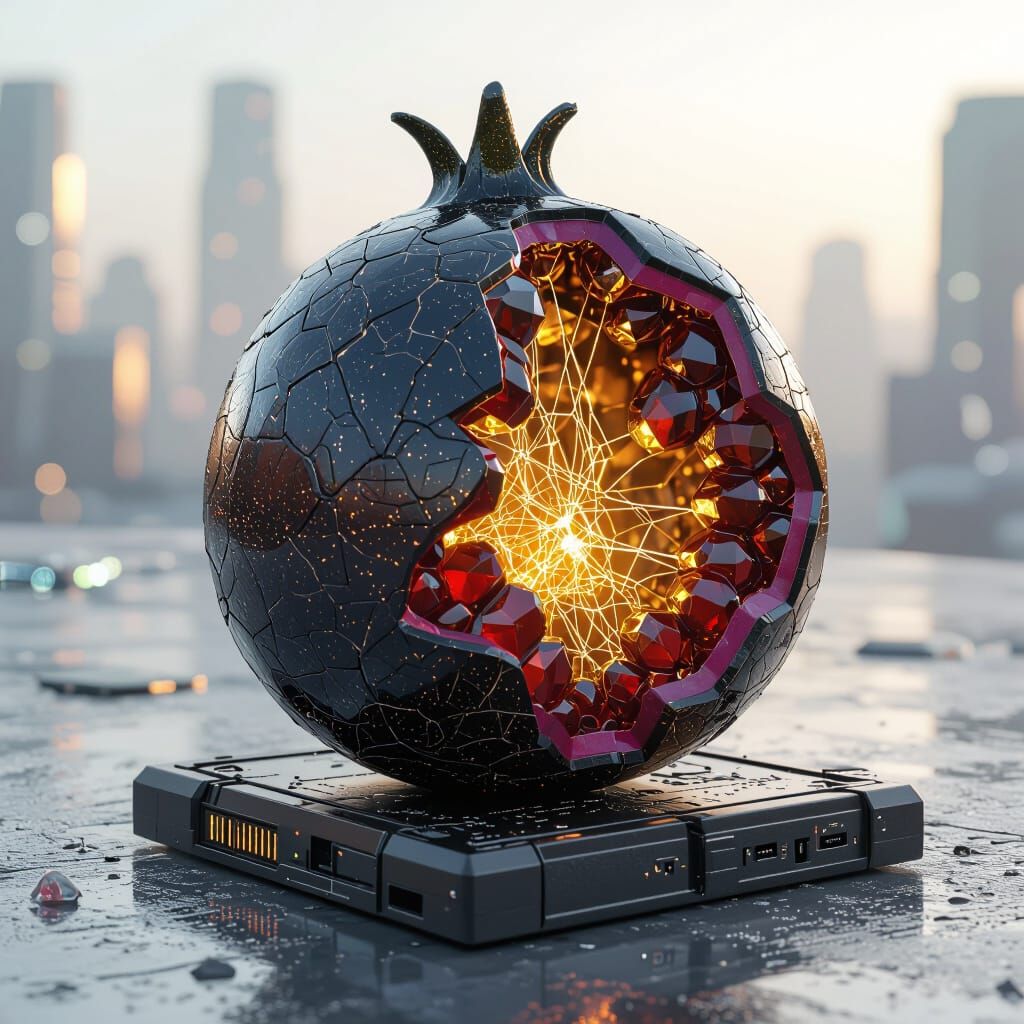 Cyberpunk Synth-Spark Datafruit: Organic Digital Fusion