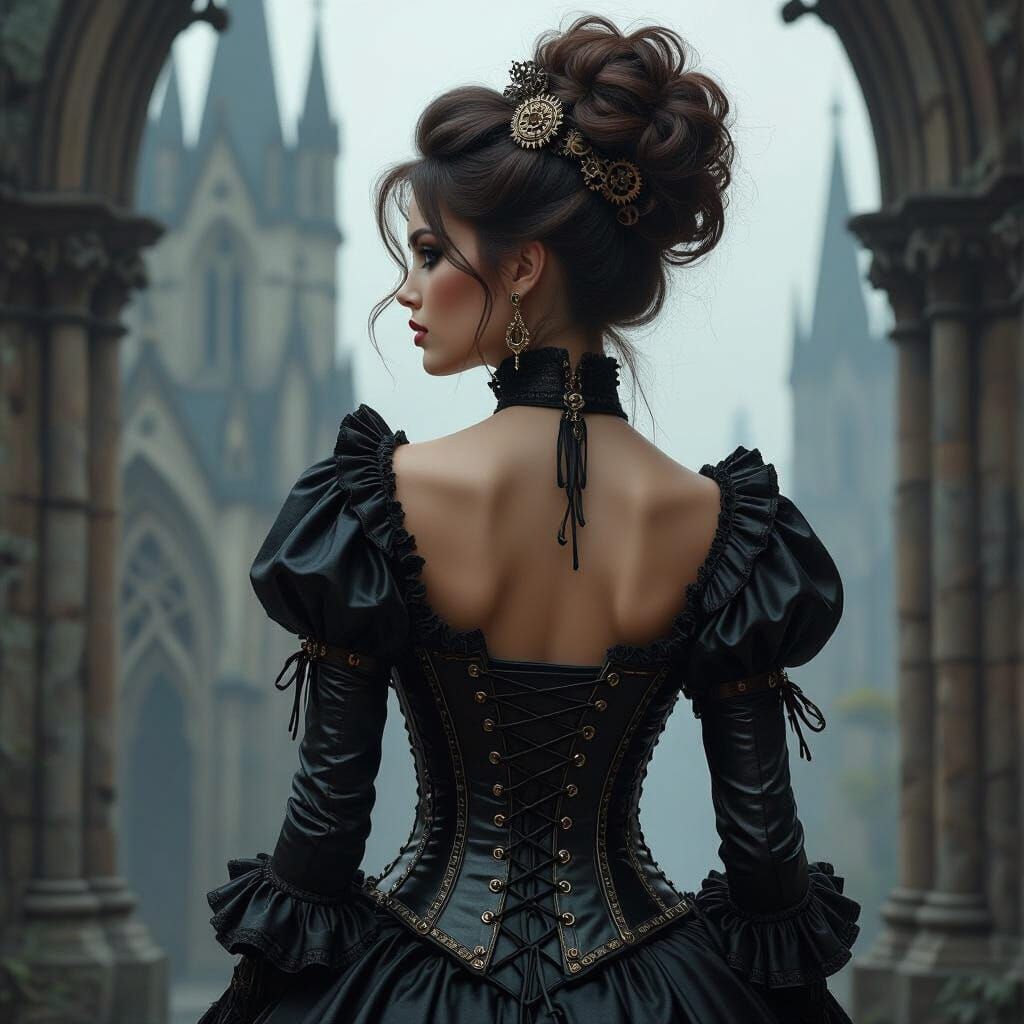Gothic Fantasy Woman in Steampunk Corset