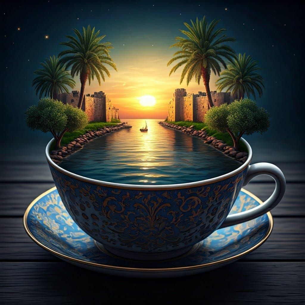 Mystical Gaza Teacup Reflects Mediterranean Peace