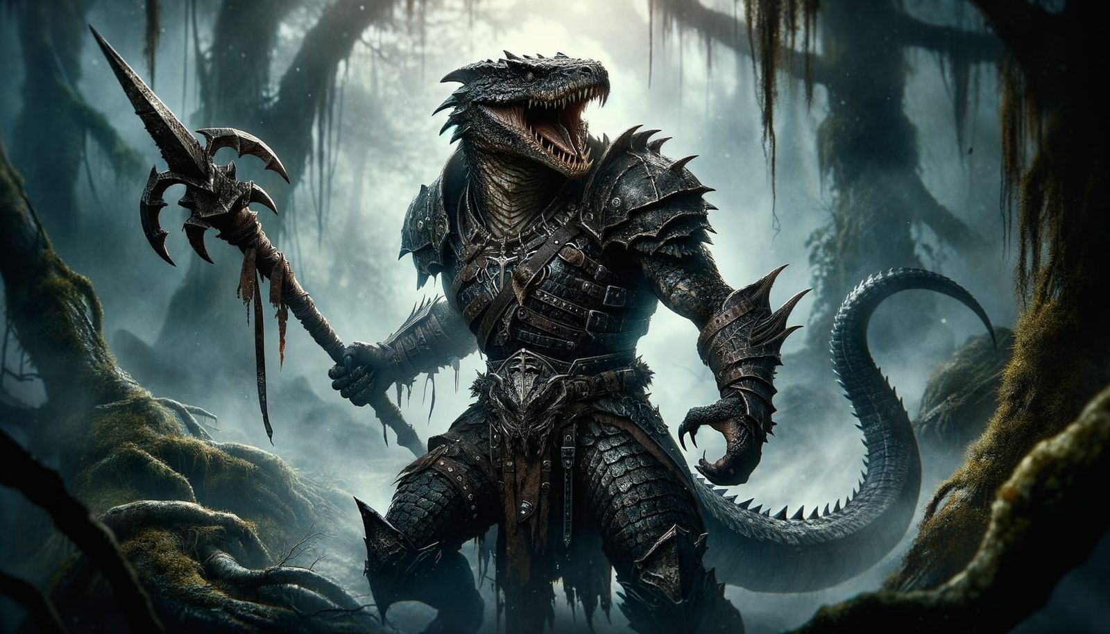 Dark Talon Champion Leading Warband in Swamp