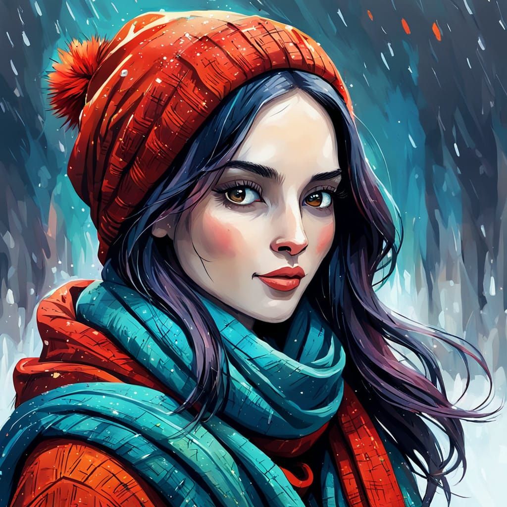 Whimsical Penguin in Winter Wonderland