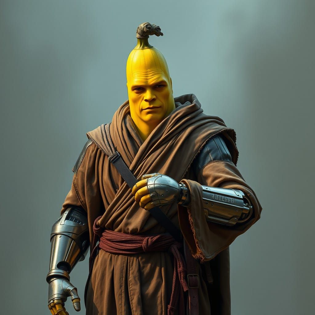 Banana Man Jedi Hero in Sci-Fi Fantasy Art