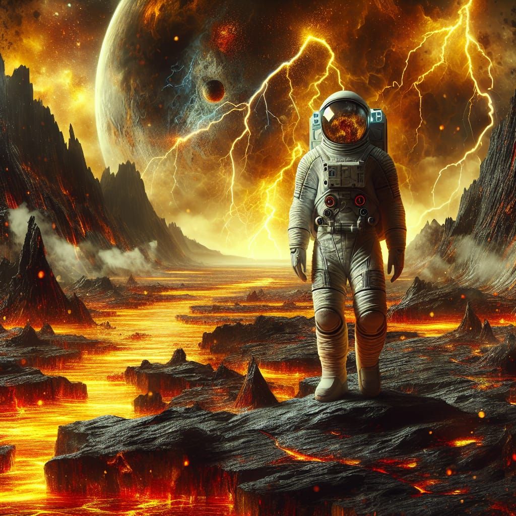 Astronaut on a Hellish Alien World