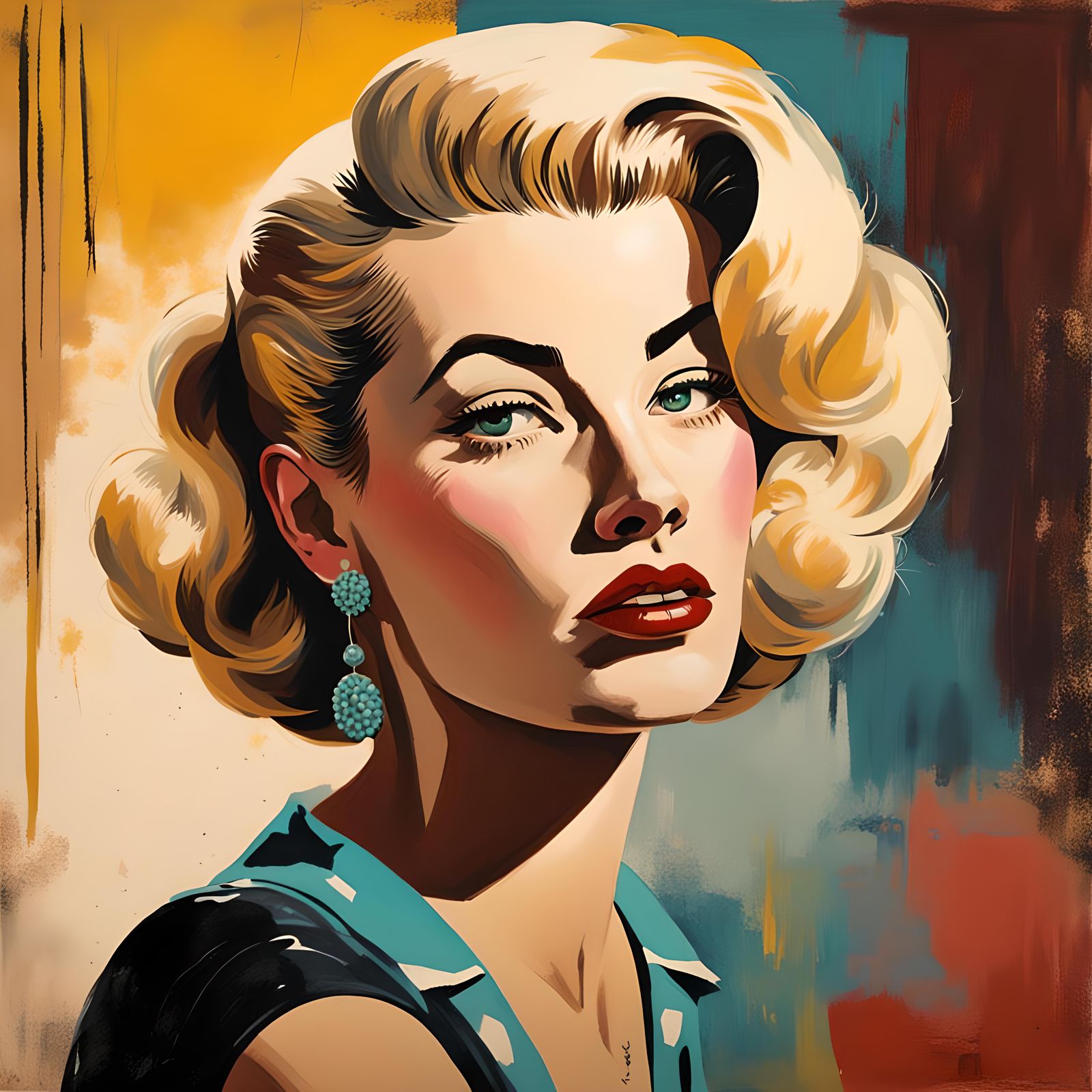 1950s Blonde Rockabilly Woman in Levrier Style