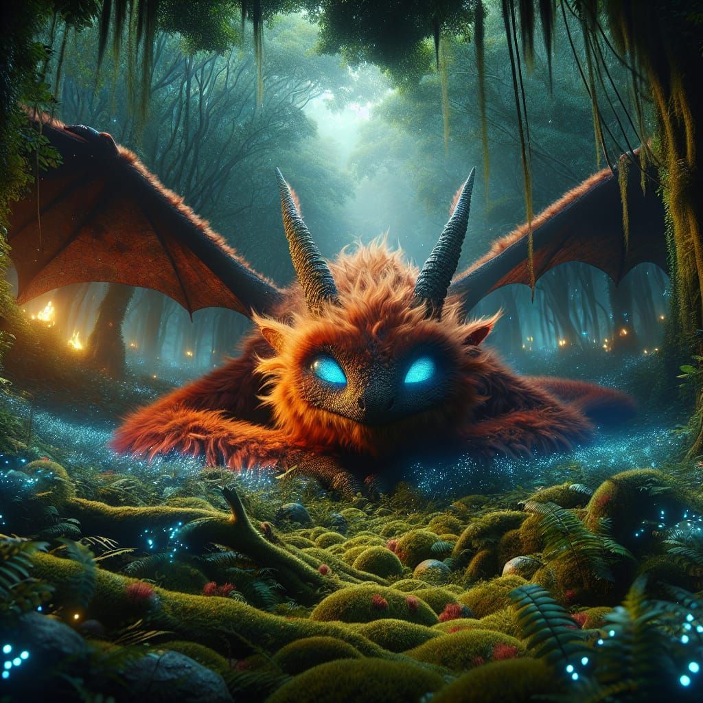 Majestic Burnt Orange Dragon in Twilight Forest