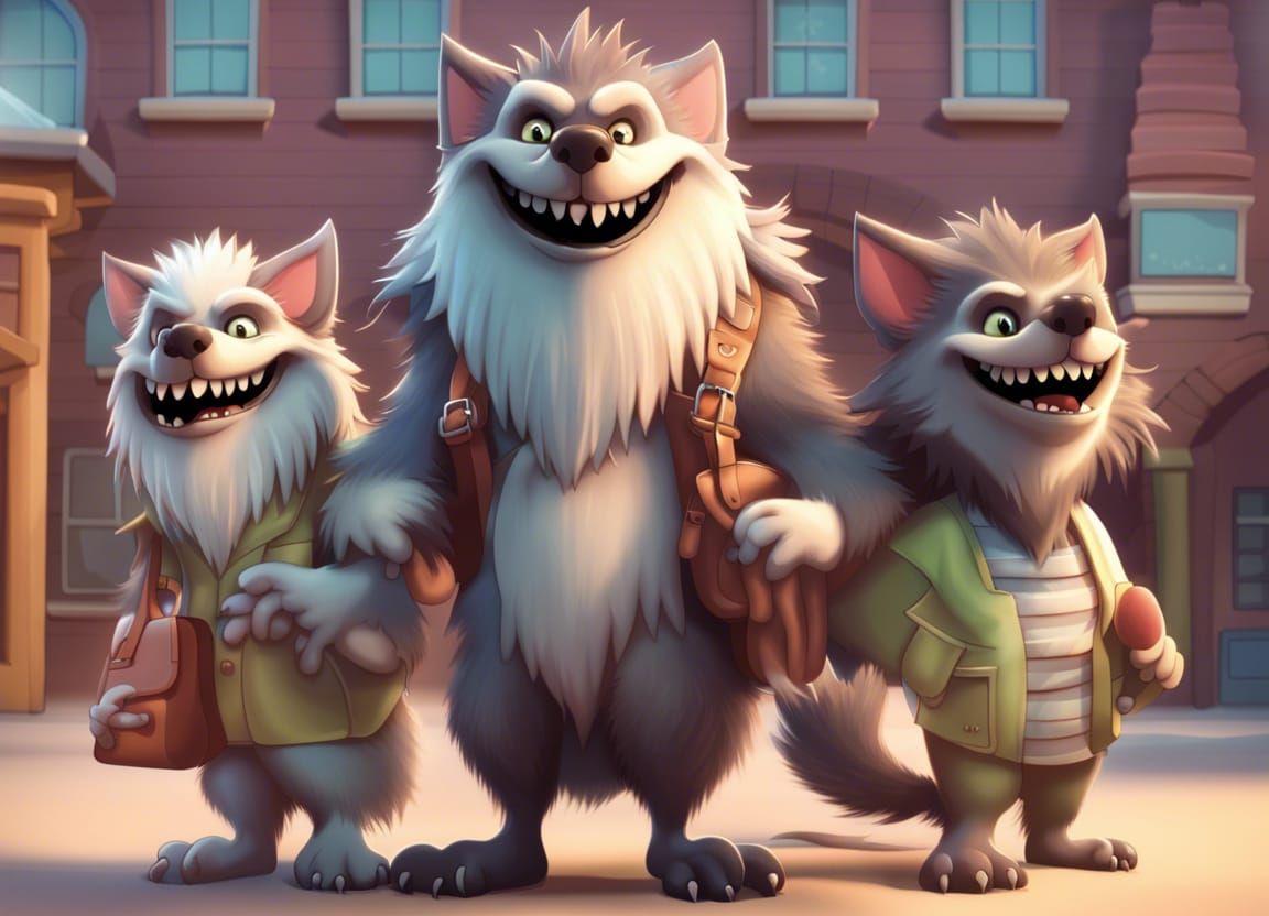 Cute Werewolf Family at Monster School: 3D Design