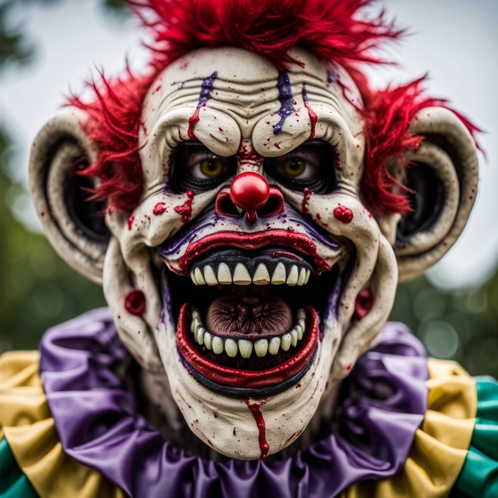 Zombie Monkey Clown in Cemetery: Professional Photography