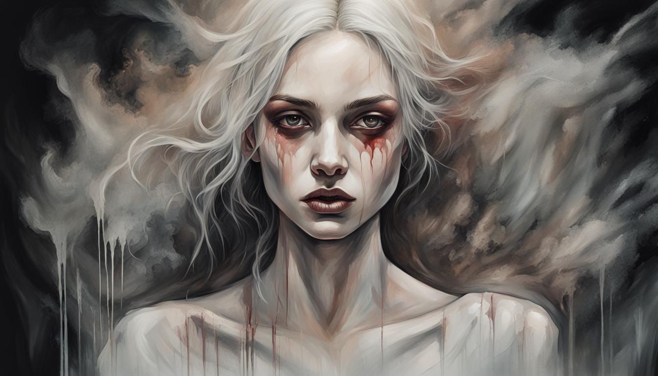 Gothic Portrait of Woman in Dreamlike Mist