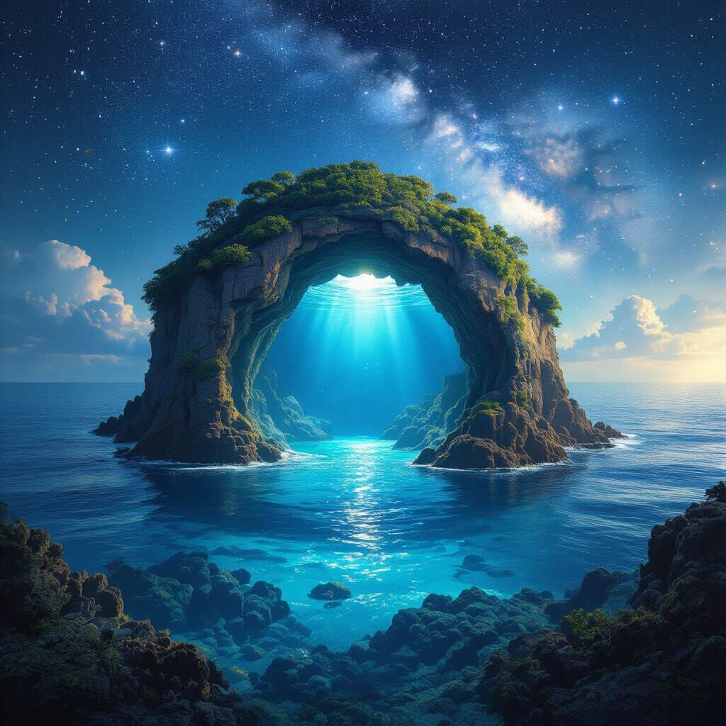 Hidden Ocean Chamber Under Stars