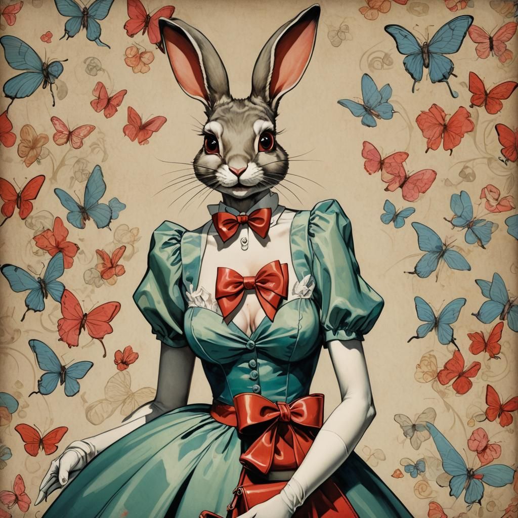 Miss Bunny with bows and Butterflutters