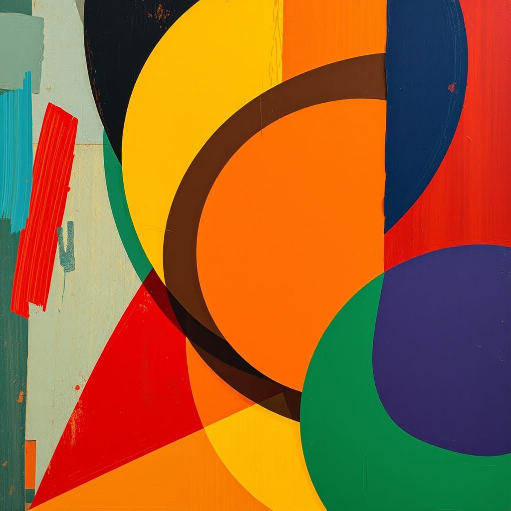 Vibrant Geometric Shapes Overlapping in Kandinsky Style