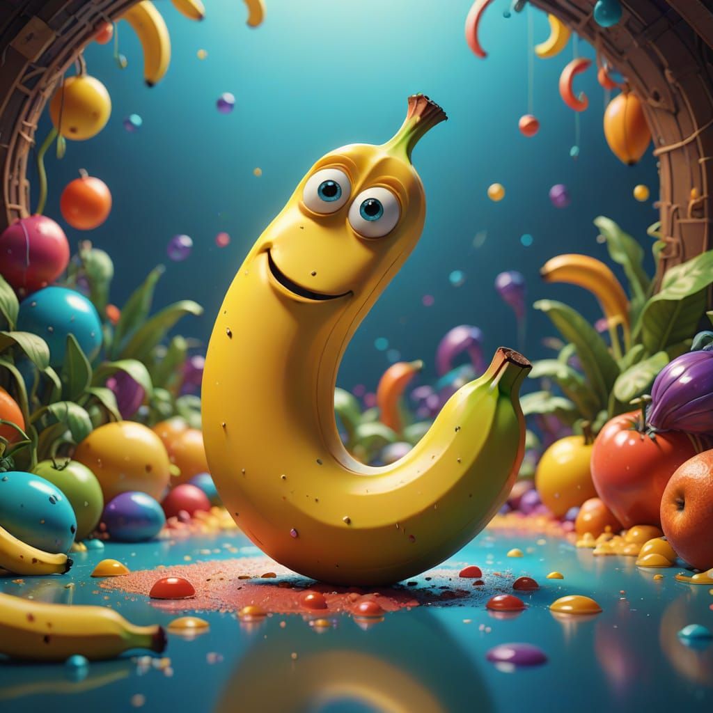 Vibrant Banana in Whimsical Despair