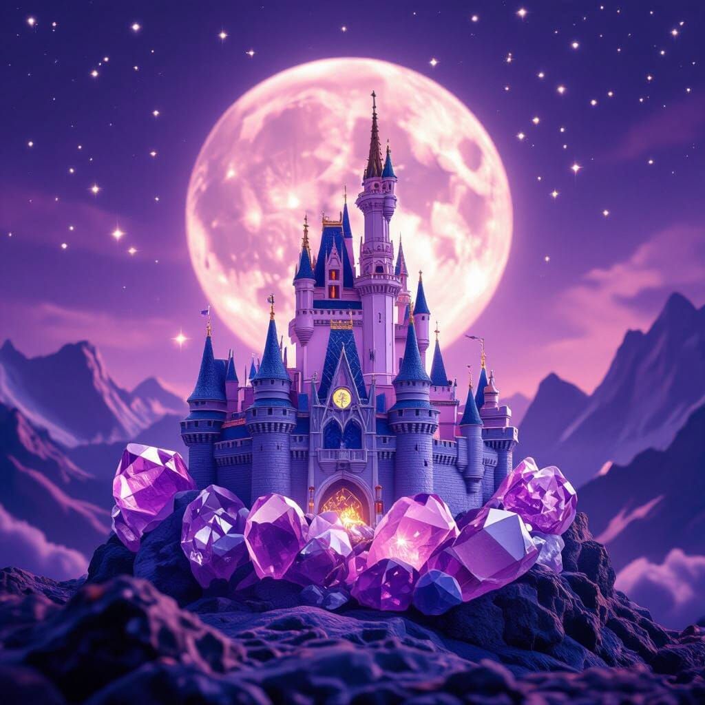 Disney Castle Crystal Formation Under Supermoon