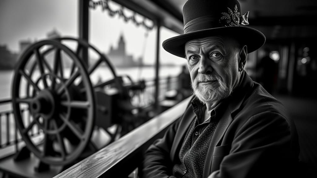 Charismatic Gambler on Vintage Paddle Steamer