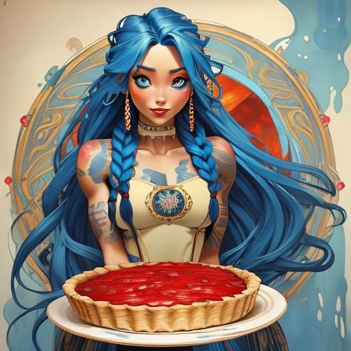Cherry Pie Served by Blue-Haired Baker