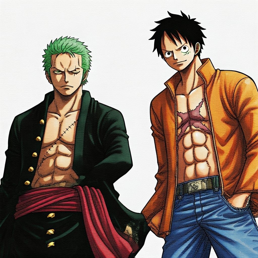 Zoro and Luffy Manga Illustration