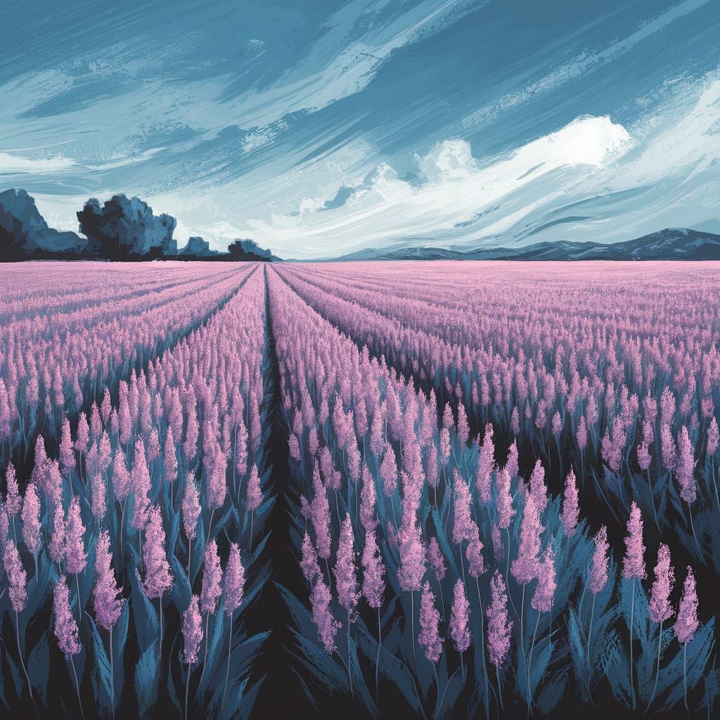 Ethereal Vanilla Field in Ultramarine Abstract Style