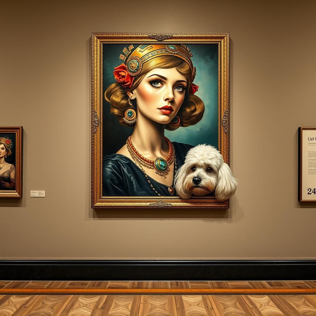 Art Deco Portrait: Woman and Poodle in 1920s Style