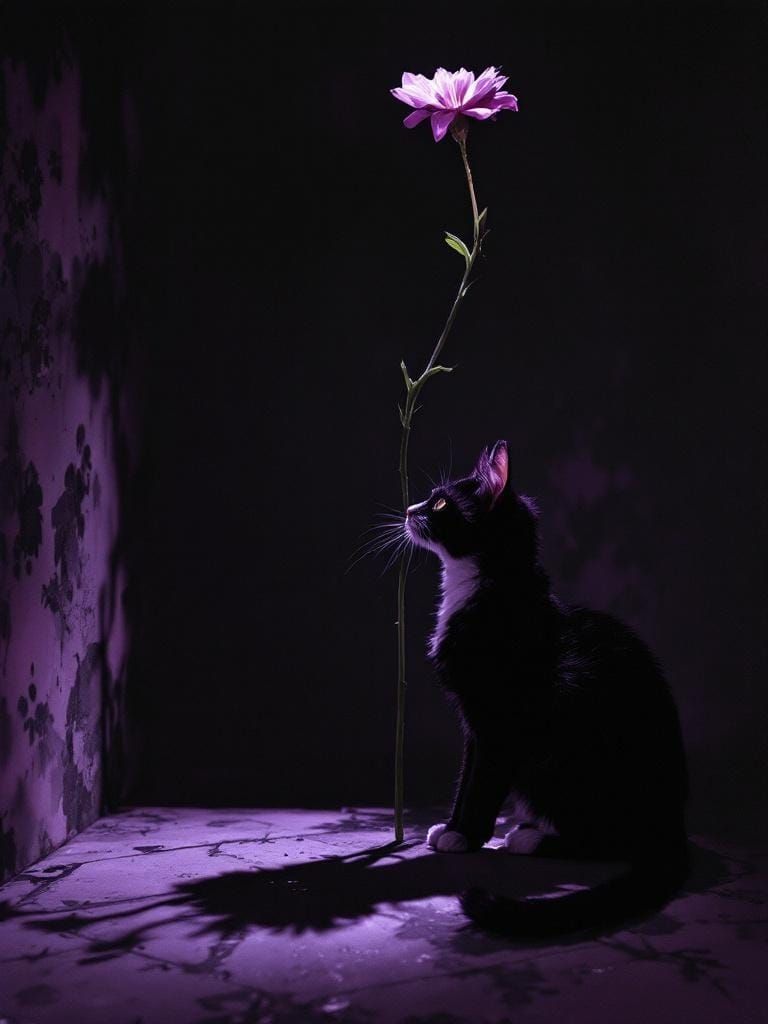 Gothic Cat in Shadows: A Theatrical Drama