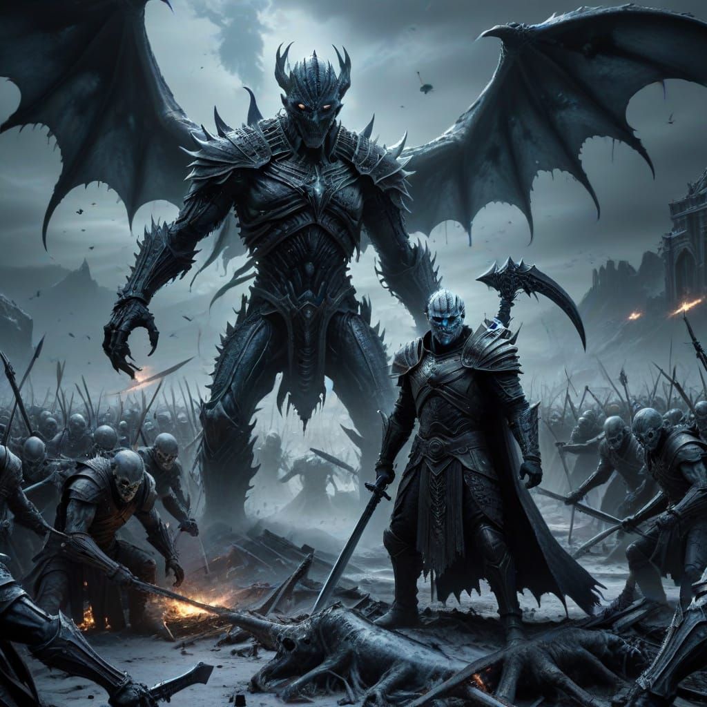 The Night King Confronts the Army of Light in a Desolate, Go...