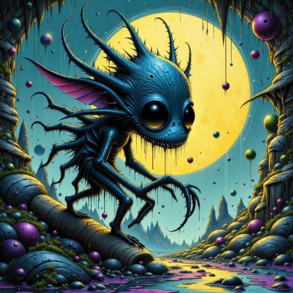 Surreal Ink Figure Rises from Pen on Textured Paper