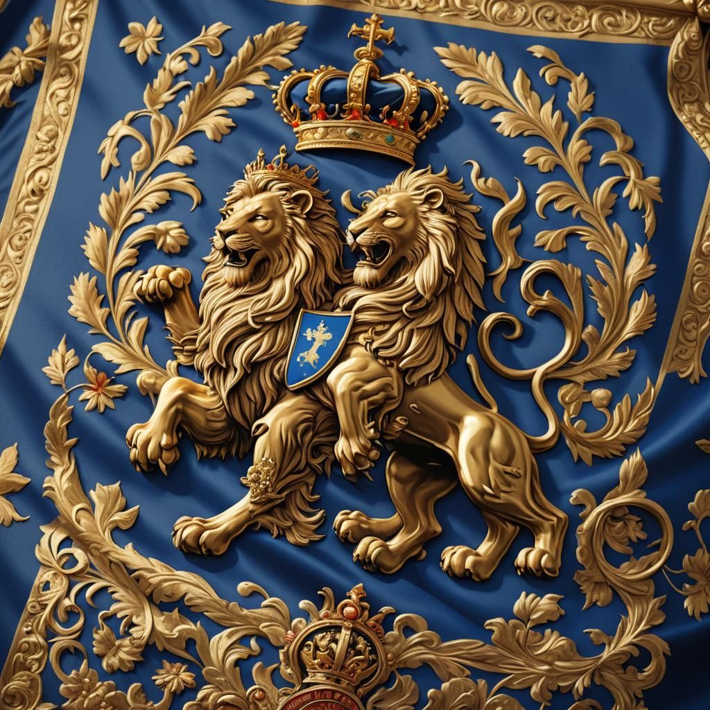 Dutch Royal Flag with Crown in Surreal Style