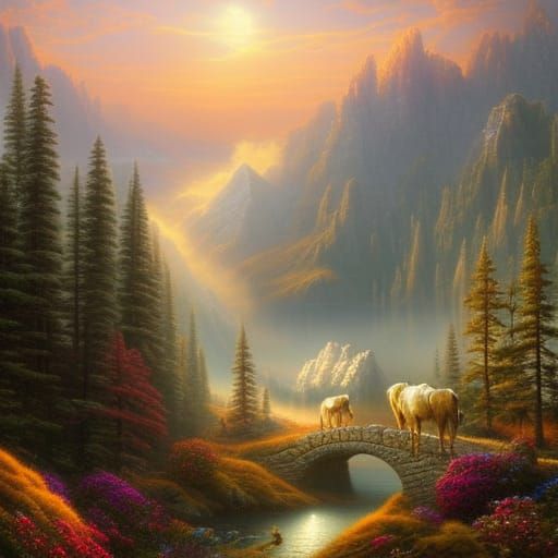 Native American Fantasy Art: White Bison in Ethereal Mist
