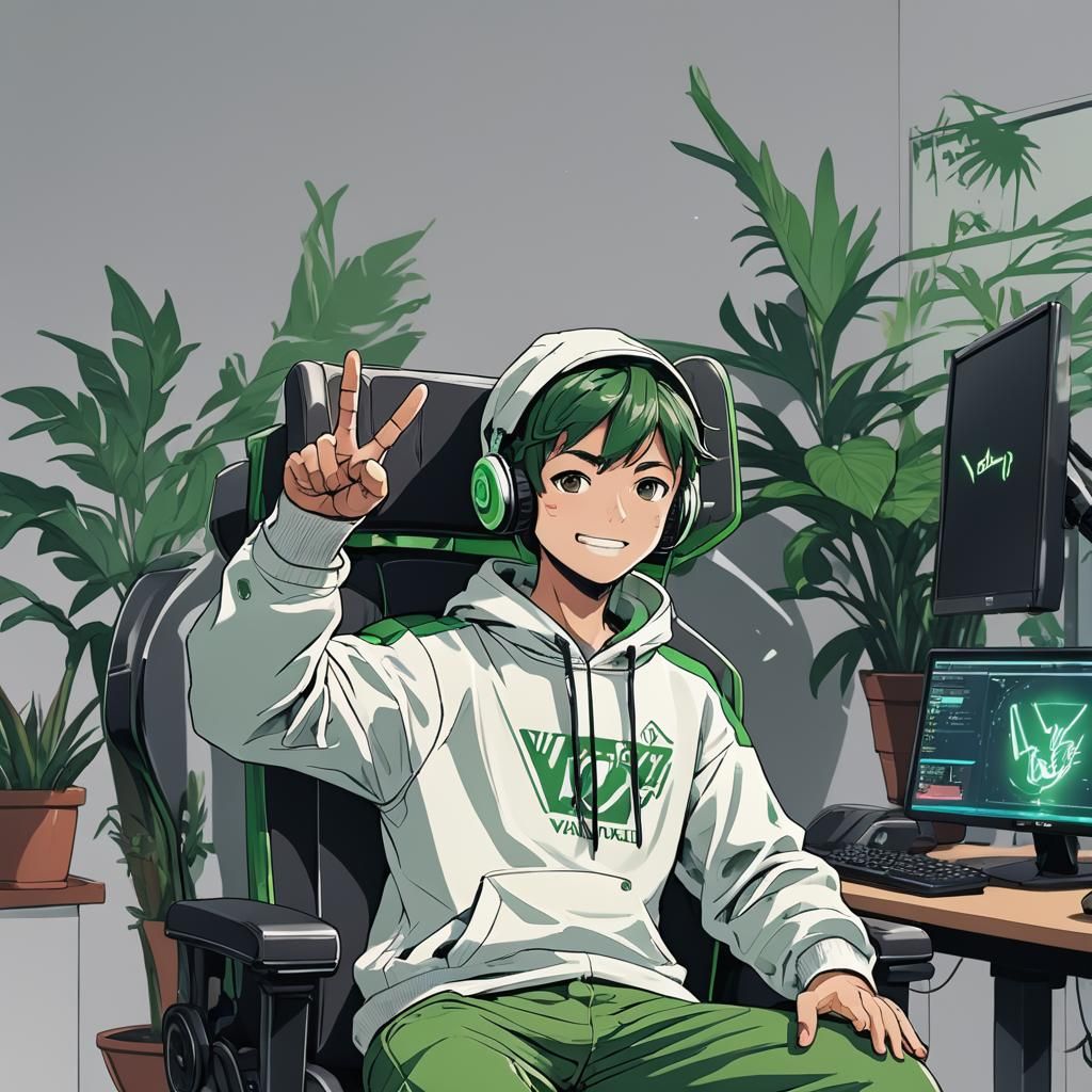 Victorious Gamer in Anime Style Illustration