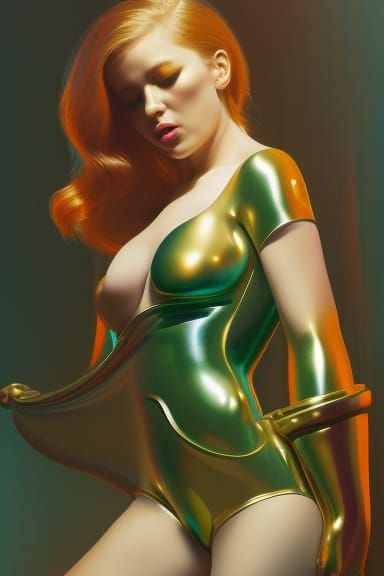 Detailed Portrait of Curvy Model in Latex