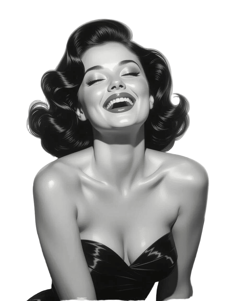 1950s Pin-Up Woman Laughing in Naturalistic Style