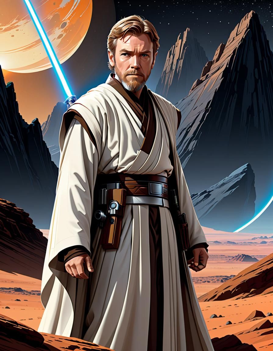 Obi Wan Kenobi Line Art Portrait