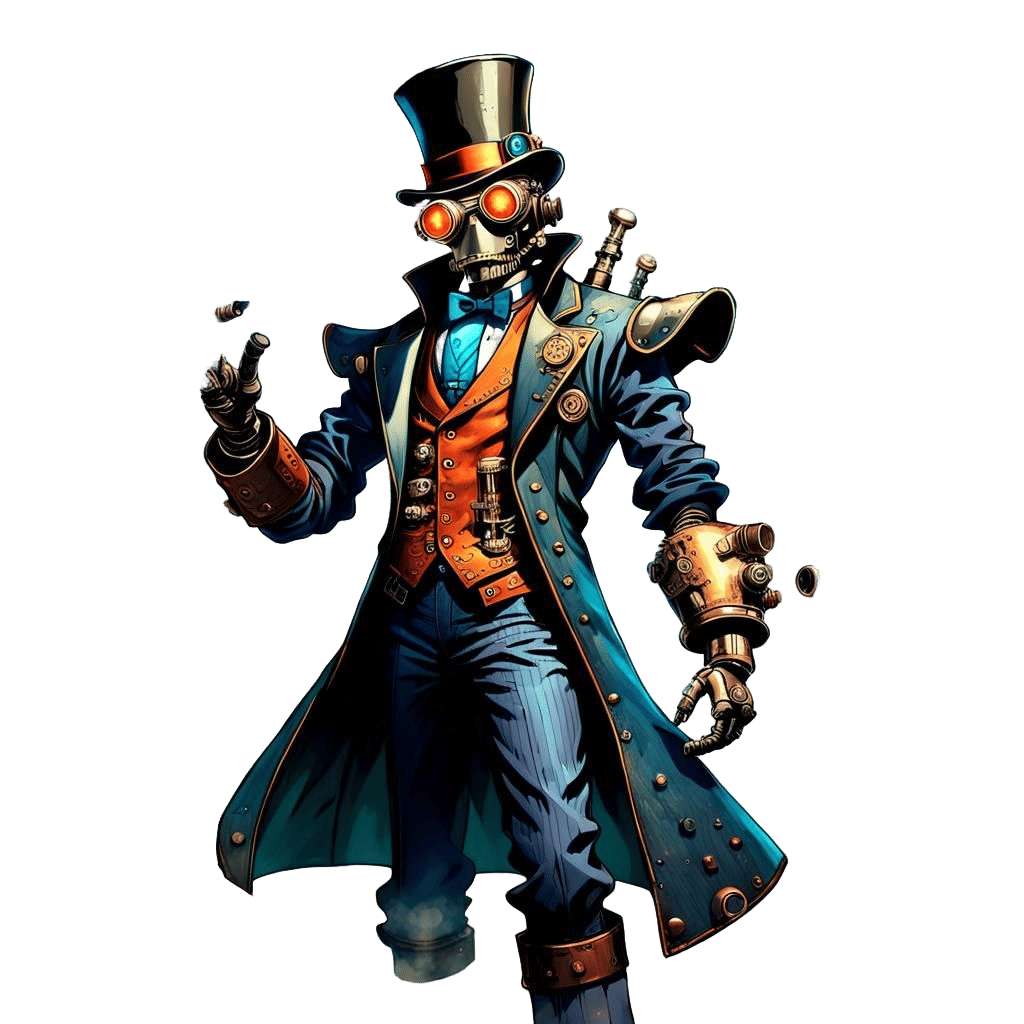 Fantastical Robot with Top Hat, Detailed Matte Painting