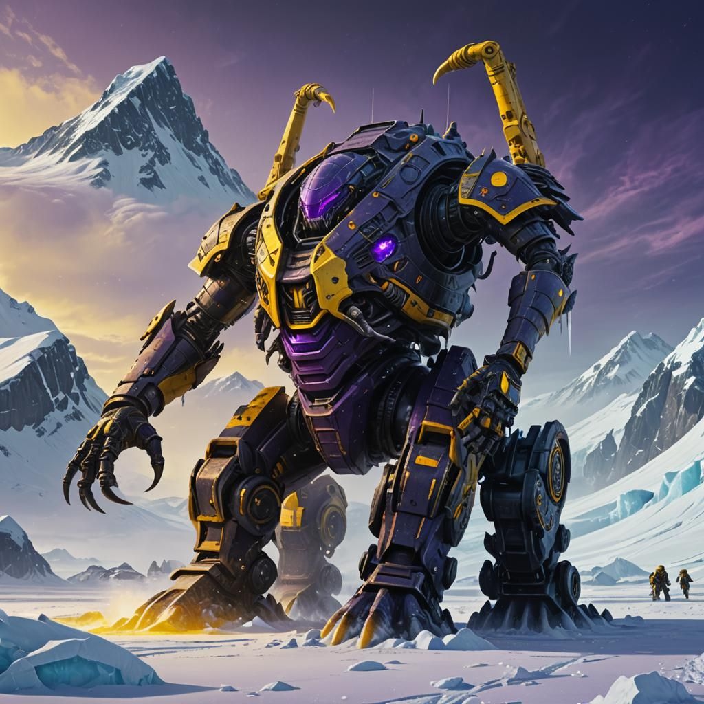 Armored Alien Digger Invades Antarctica: Dark Fantasy Art