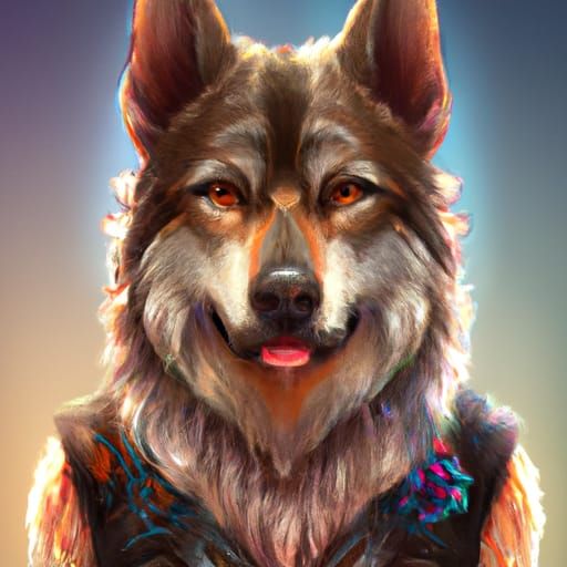 “Dog hybrid head and shoulders portrait, 8k resolution concept art portrait by Greg Rutkowski, Artgerm, WLOP, Alphonse M...