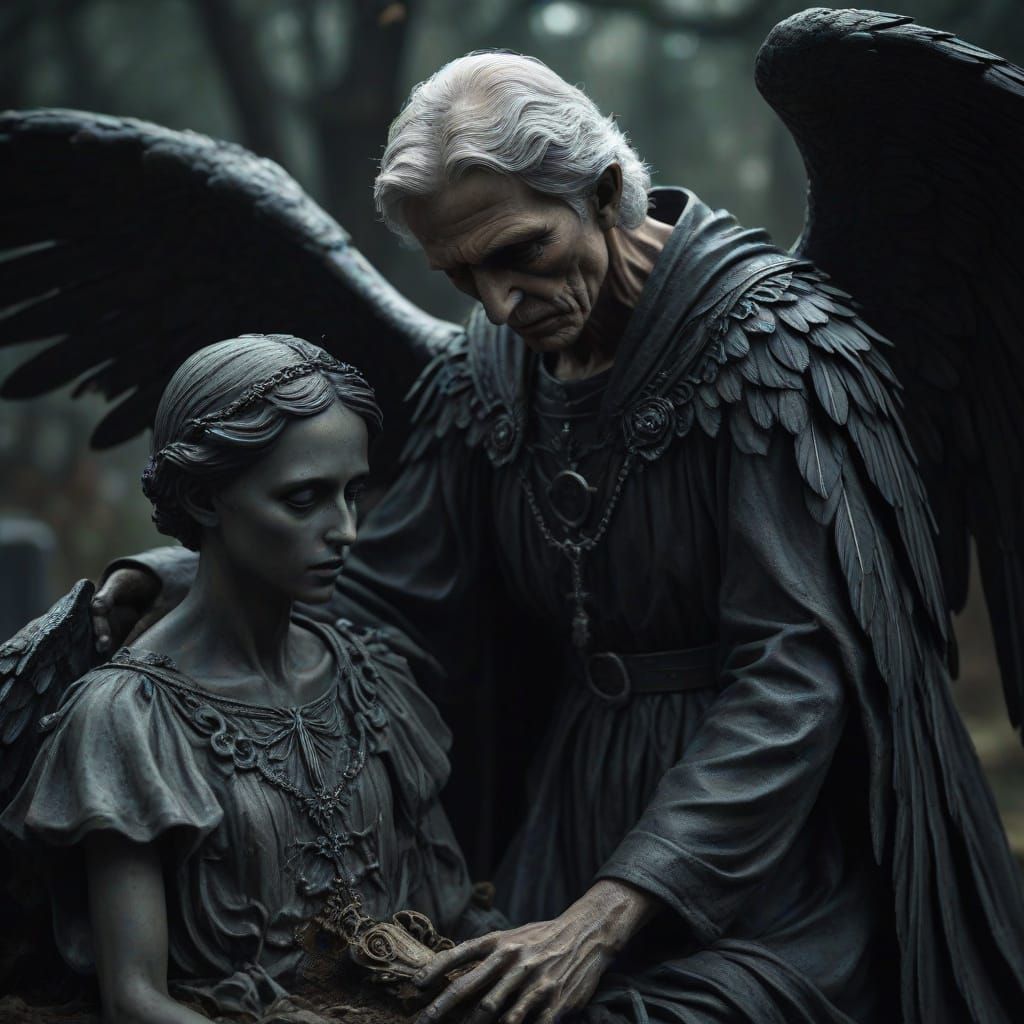 The Angel of Death Collects a Loved One in Dark Fantasy