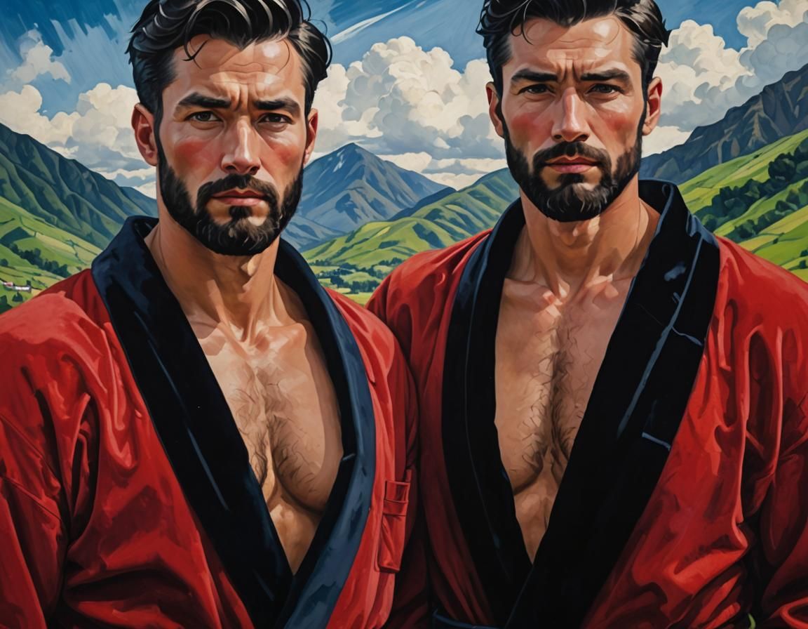 Neo-Impressionist Painting: Men in Velvet Robes