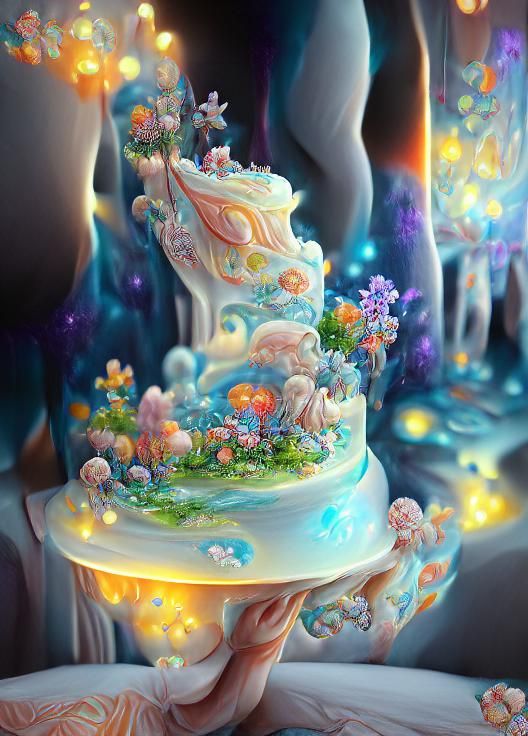 Magical Glowing Cake with Flowers and Stars