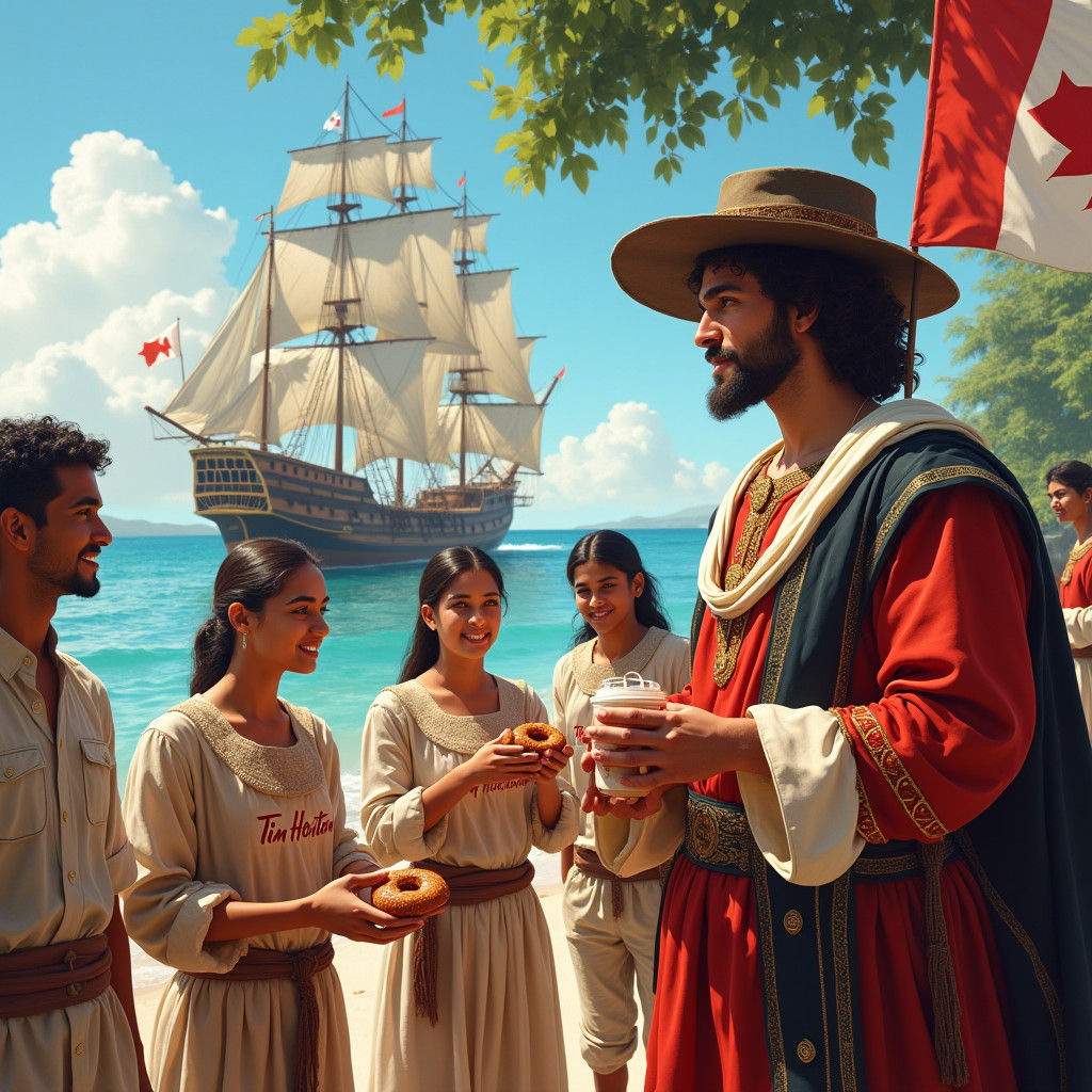 Columbus Greets Tim Hortons Crew on Sunny Beach