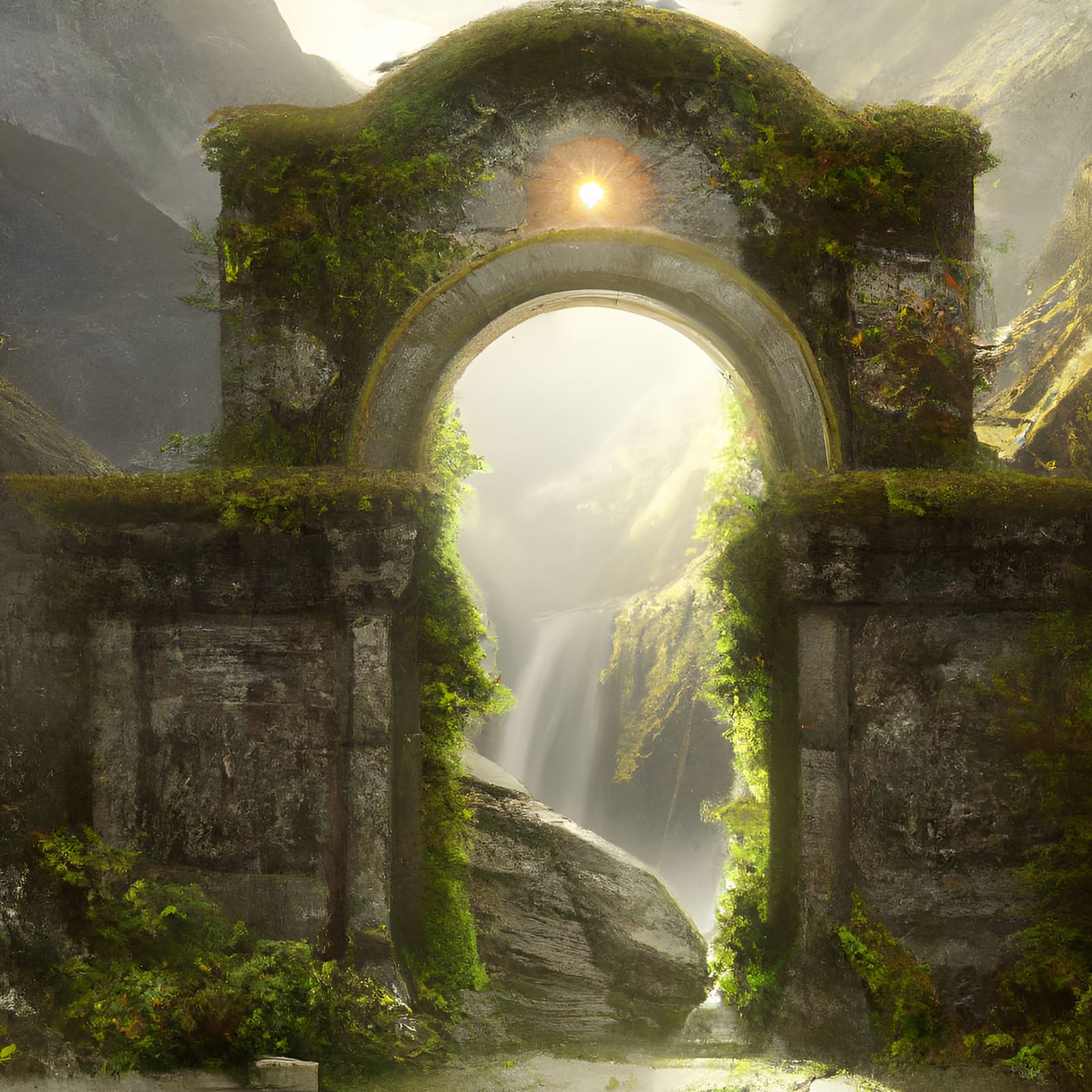 Enchanted Gateway Matte Painting in Hyperrealism