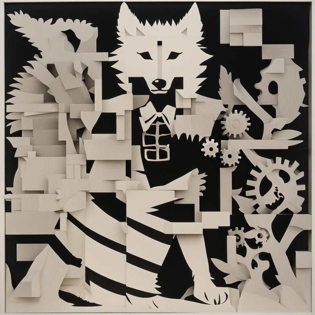Royagraph of a wolf, Photogram by Man Ray , Wolf,leaves, gea...